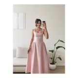 Zoom Butik Kare Yaka Prenses Elbise - PEMBE