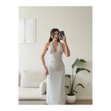 Zoom Butik Mila Boyundan Bağlamalı Drapeli Uzun Elbise- PUANTİYELİ