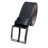 Zoom Spor ve Klasik Siyah Suni Deri Erkek Kemeri, Metal Retro Toka, Kabartma Dokulu Kemer (120 cm)