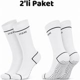 Zoor 2'li Beyaz Kaydırmaz Silikonlu Taban Nefes Alan Premium Pilates, Yoga, Fitness, Koşu Sporcu Çorap - 36 - 40