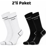 Zoor 2'li Siyah Beyaz Kaydırmaz Silikonlu Taban Nefes Alan Premium Pilates, Yoga, Fitness, Koşu Sporcu Çorap - 36 - 40 - Siyah - Beyaz