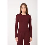 Zoor Ultra Soft Penye Modal Yuvarlak Yaka Bluz - Bordo