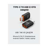 zore AC-59 USB-A to Type-C OTG Adaptör (Çevirici / Dönüştürücü)- İPhone 15 ,16,17 İPad & Android Uyumlu