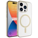 Zore Apple için uyumlu iPhone 15 Pro Max Kılıf Zore Wireless Şarj Özellikli Pixel M-safe Kapak Gold
