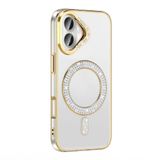 Zore Apple için uyumlu iPhone 16 Kılıf Pırlanta Taş Tasarımlı M-safe Şarj Özellikli Zore Karetta Silikon Kapak Gold