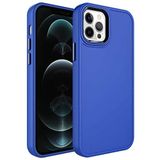 Zore Apple ile uyumlu iPhone 12 Pro Max Kılıf Metal Çerçeve ve Buton Tasarımlı Sert Zore Botox Kapak Saks Mavi