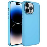 Zore Apple ile uyumlu iPhone 13 Pro Max Kılıf Metal Çerçeve ve Buton Tasarımlı Silikon Zore Luna Kapak Sierra Mavi