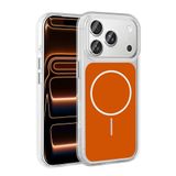 Zore Apple ile uyumlu iPhone 17 Pro Max Kılıf Metal Buton Tasarımlı İkonik Sert Silikon Kapak Turuncu
