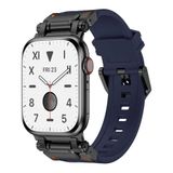 Zore Apple İle Uyumlu Watch 42mm KRD-101 Titanyum Metal Başlıklı Silikon Kordon Siyah-Mavi
