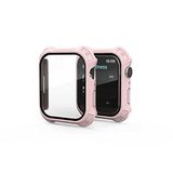 Zore Apple İle Uyumlu Watch 7 45mm Tank Zırh Kasa ve Mat Görünümlü Ekran Koruyucu Watch Gard 11, Pembe