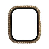 Zore Apple İle Uyumlu Watch 7 45mm Watch Gard 24 Kenarları Taşlı Sert PC Kasa Ve Ekran Koruyucu, Gold