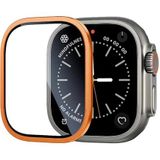Zore Apple İle Uyumlu Watch Ultra 49mm ALM-01 Metal Çerçeveli Ekran Koruyucu, Turuncu