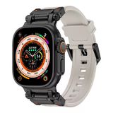 Zore Apple İle Uyumlu Watch Ultra 49Mm Krd-101 Titanyum Metal Başlıklı Silikon Kordon