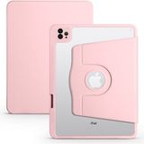 Zore Apple iPad 10.2 2021 9. Nesil Uyumlu Termik Kalem Bölmeli Dönebilen Standlı Pembe Kılıf