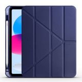 Zore Apple iPad 10.9 2022 10. Nesil Tri Folding Kalem Bölmeli Standlı - Lacivert Kılıf