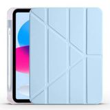 Zore Apple iPad 10.9 2022 10. Nesil Tri Folding Kalem Bölmeli Standlı - Mavi Kılıf
