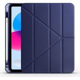 Zore Apple iPad 10.9 2022 10. Nesil Uyumlu Lacivert Tri Folding Kalem Bölmeli Standlı Kılıf
