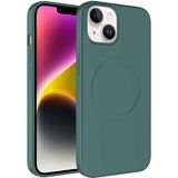 Zore Apple iPhone 14 Plus Uyumlu Magsafe Wireless Şarj Özellikli Pastel Renk Silikon Plas Kapak Koyu Yeşil Kılıf