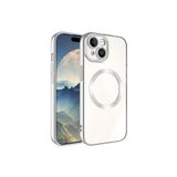 Zore Apple iPhone 15 Plus Uyumlu Gümüş Magsafe Wireless Şarj Özellikli Setro Silikon Kılıf