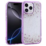 ZORE Apple iPhone 16 Pro Max Kılıf Airbag Tasarımlı Damla Taşlı Şeffaf Pera Silikon Kapak iPhone 16 Pro Max - Mor