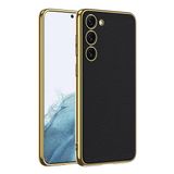 Zore Galaxy S23 Plus Deri Görünümlü Kenarları Elektroplating Kaplama Fizyon Cep Telefonu Kılıfı