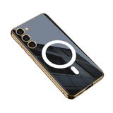 Zore Galaxy S23 Plus Wireless Şarj Özellikli Kenarları Elektroplating Kaplama Aynalı Kent Cep Telefonu Kılıfı