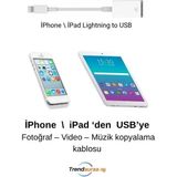 Zore İPhone / İPad Uyumlu Lightning USB Otg Adaptör Dönüştürücü - Müzik Resim Video Dosya kopyalama Aktarım kablosu_Trendauraa