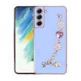 Zore Samsung Galaxy S21 FE El Tutamaçlı Kamera Korumalı Taka Silikon Kapak Mavi Kılıf