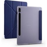 Zore Samsung Galaxy Tab S7 T870 Tri Folding Kalem Bölmeli Standlı - Lacivert Kılıf
