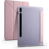Zore Samsung Galaxy Tab S7 T870 Tri Folding Kalem Bölmeli Standlı - Rose Gold Kılıf