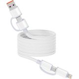 Zore Spiral Magnetik Örgülü 65W 4'ü 1 Arada Type-C ve Usb-A To Type-C/lightning Şarj Data Kablosu 1 M - Lyon Tech