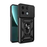 Zore Xiaomi ile uyumlu Redmi Note 13 Pro 5G Kılıf Magnetik Standlı Kamera Korumalı Zore Sürgülü Vega Kapak Siyah