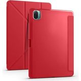 Zore Xiaomi Mi Pad 5 Tablet Standlı Tri Folding Kalemlikli Silikon Smart Cover - Kırmızı Kılıf