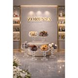 ZORENSA 6'lı Parça Cam Ayaklı Sunumluk Seti – Lokumluk, Çerezlik, Şekerlik