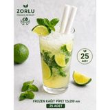 Zorlu Ekolojik Ürünler Beyaz Sargılı Frozen Kağıt Pipet 12X200 mm 25 Adet Bubble Tea Yılbaşı Consept Party Concept