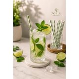 Zorlu Ekolojik Ürünler Yeşil Beyaz Çizgili Desenli Kağıt Pipet 8x200 mm 100 Adet Party Concept