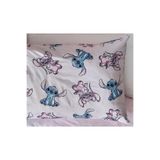 Zorluteks Stitch Pink Ve Lilo Desenli % 100 Pamuk Kumaş 1 Adet Yastık Kılıfı 50x70 Cm