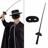 Zorro Kostüm Plastik Aksesuar Seti – Maske ve (67 cm)