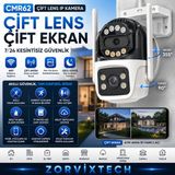 Zorvix Tech CMR62 Çift Lens Ip Kamera Wifi Hareket Algılamalı Gece Görüşlü Güvenlik Kamerası - Siyah