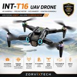 Zorvix Tech INT-T16 Uav Drone Hd Kameralı Fırçasız Motor Katlanabilir Uzaktan Kumandalı Drone - Siyah