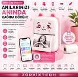Zorvix Tech Mini Cep Yazıcısı Bluetooth Termal Yazıcı Ios Android Mobil Yazıcı - Pembe