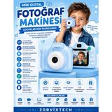 Zorvix Tech Renkli Çocuk Kamerası Mini Dijital Fotoğraf Makinesi Taşınabilir Tasarım - Mavi