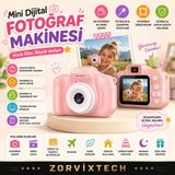 Zorvix Tech Renkli Çocuk Kamerası Mini Dijital Fotoğraf Makinesi Taşınabilir Tasarım - Pembe