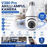 Zorvix Tech V380 Pro Akıllı Ampul Kamera 360° Ip Güvenlik Kamerası Wifi Gece Görüşlü - Beyaz