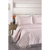 Zoya Dantelli Kapitoneli Ultrasonik Çift Kişilik Yatak Örtüsü Pudra - 250 x 260 cm