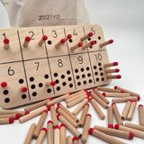 Zoziva Montessori Çubuklar ile Sayı Öğrenme Oyuncağı, Sayma Becerisi Kazandırma Eğitici Ahşap Materyali - Kahverengi