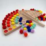 Zoziva Montessori Eğitici Ahşap Oyuncak – Ahşap Gökkuşağı ve Renkli Keçe Topları