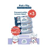 Zozo Cares Pati & Tüy Temizleyici Hijyen Mendili - 3'lü Avantaj Paket (150 Yaprak)