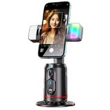 ZP32 360 Derece Ayarlanabilir BT 5.2 RGB Işık ve Beyaz Işık Aydınlatmalı Akıllı Yüz Takip Özellikli Selfie Gimbal - Siyah
