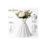 zpedizayn Gelinlik Tasarımlı Dekoratif Vazo – 3D Baskı Beyaz Süs Vazosu 15×13 cm